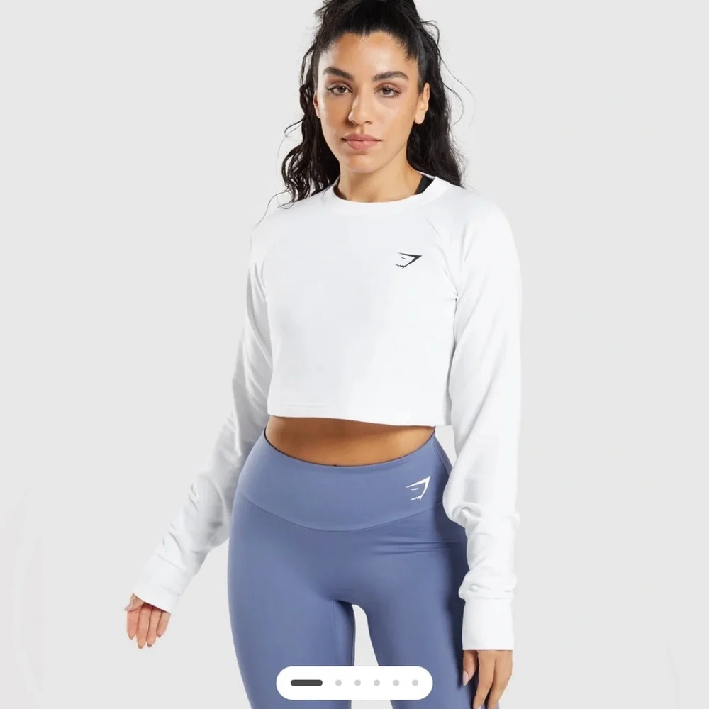 Gymshark Training Cropped Sweater White Athleisure Activewear Women’s XS